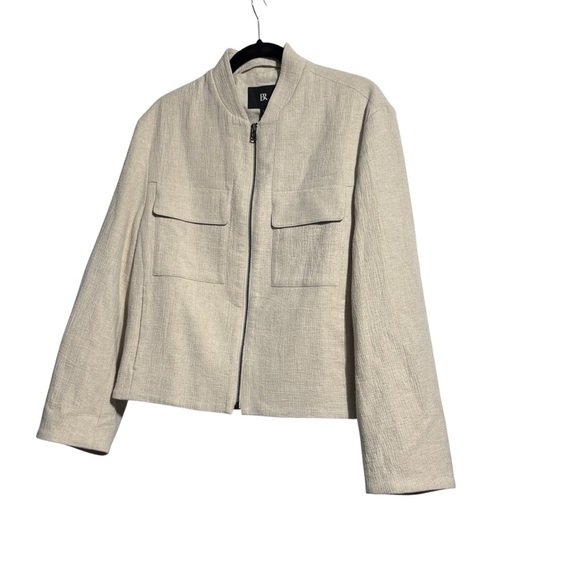 NWT Banana Republic Linen Bomber New Off White Zip Size Medium - Picture 1 of 15